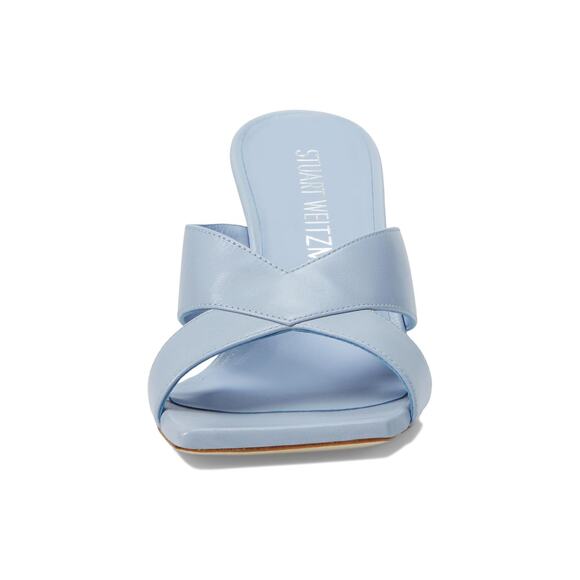 Stuart Weitzman Womens Carmen 75 Slides US 9 Light Blue Leather Heel NIB - Picture 3 of 14